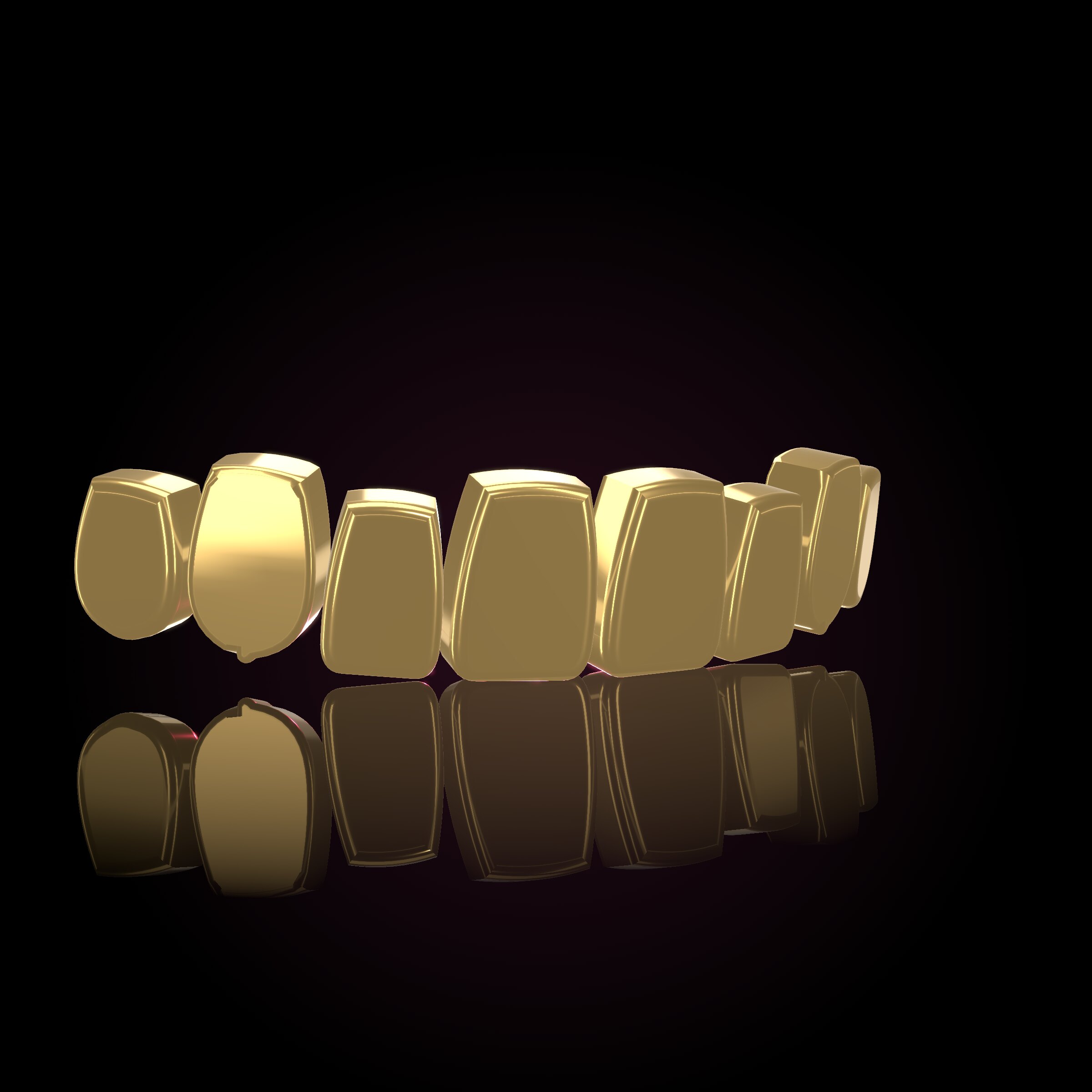 3D render of a 14ct gold top-eight grill