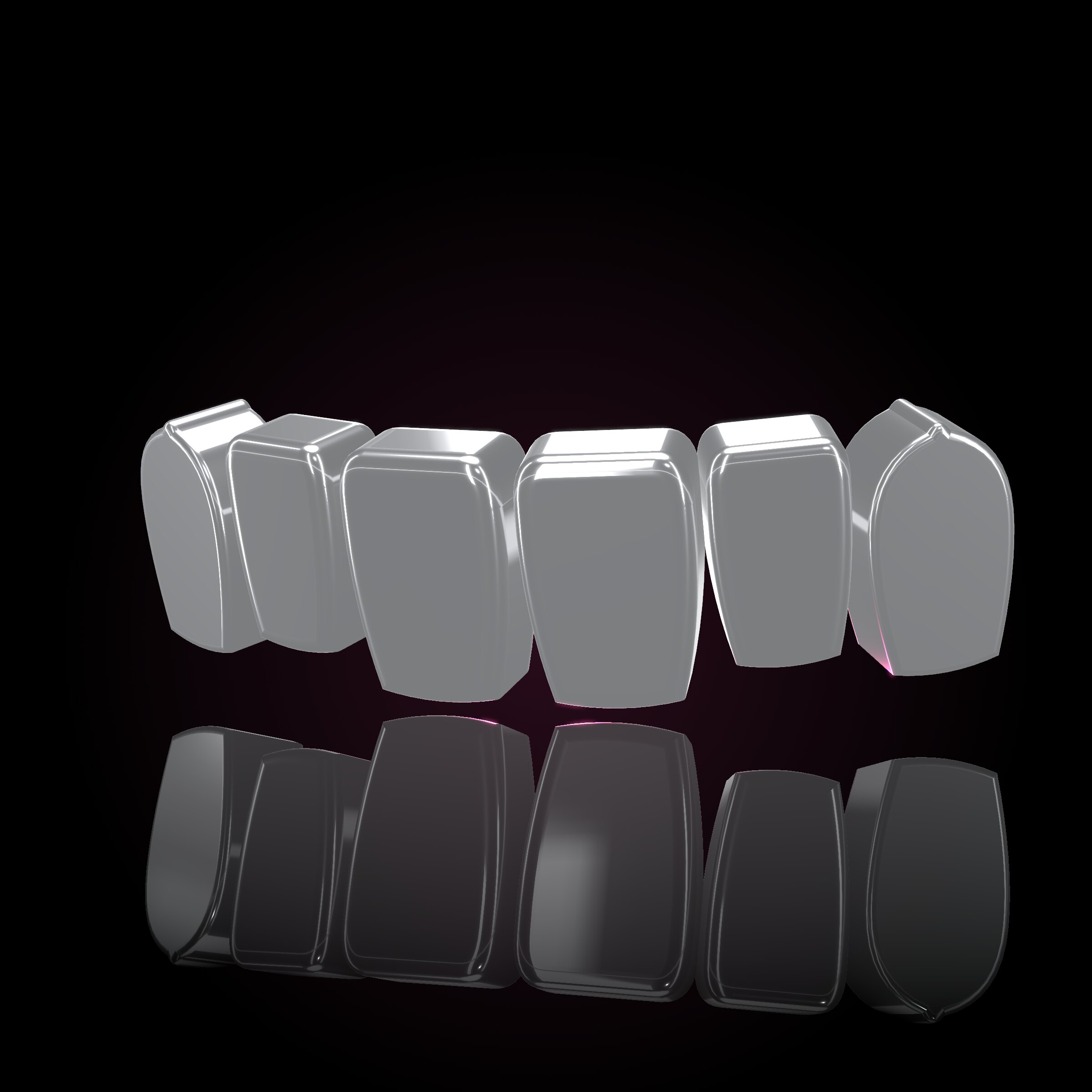 3D render of a sterling silver bottom-six grill